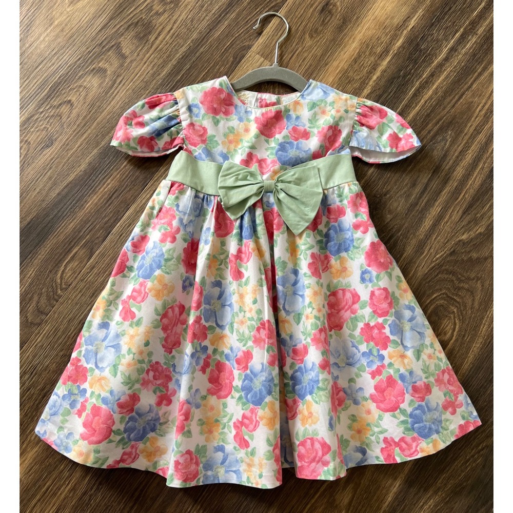 Vintage Little Bitty Floral Girls Dress Party Sundress Cottagecore Size 4T‎